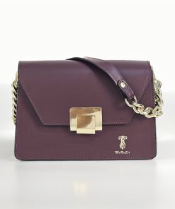 Levana Maroon Shoulder Bag - 100% Italian Genuine Leather with Lock Closure