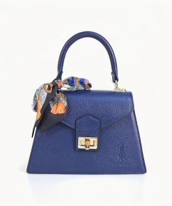 حقيبة يد موراسي Diamanta – Metro Blue (جلد إيطالي كحلي مع وشاح)