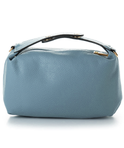 Dusty blue soft Italian leather hobo bag with gold chain strap - Zahara Oceana model by Morasii