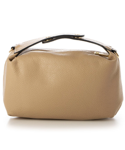 Tan soft Italian leather hobo bag with gold chain strap and zipper closure - Zahara model by Morasii