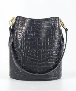 Firenze Black Bucket Bag - 100% Italian Genuine Leather