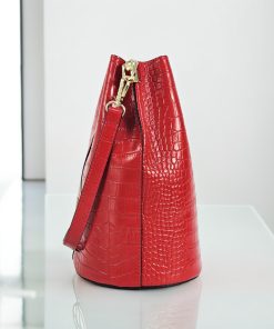 Alternative view of Firenze Red Bucket Bag - 100% Italian Genuine Leather Handbag