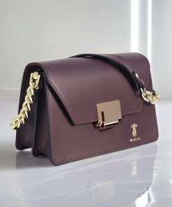 Alternative view of Levana Maroon Shoulder Bag - 100% Italian Genuine Leather with Lock Closure