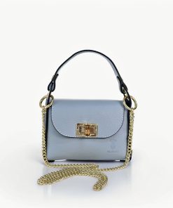 Alternative view of Lorena Light Blue Mini Top Handle Bag - 100% Italian Genuine Leather