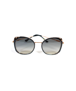 Round black sunglasses with rose-gold metal arms and bridge - Aria Dark Italian eyewear by Morasii