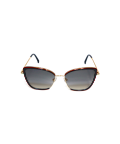 Black cat-eye sunglasses with crimson enamel details and gold arms - Bellissima Black by Morasii