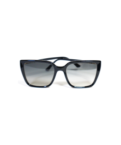 Oversized square black sunglasses with silver crystal-embellished temples - Emera Black by Morasii