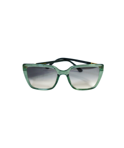 Translucent light blue square cat-eye sunglasses with emerald glitter temples - Emera Light Blue by Morasii