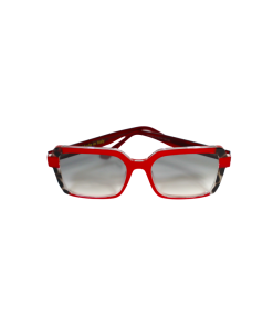 Bold rectangular cherry red sunglasses with translucent gradient temples - Firenze Cherry Red by Morasii