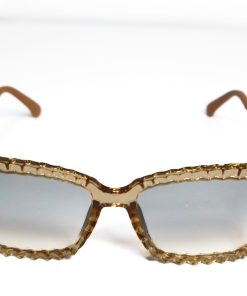 Alternative view of Palladia Salmon Sunglasses – Sculpted Crystal-Cut Rectangular Acetate