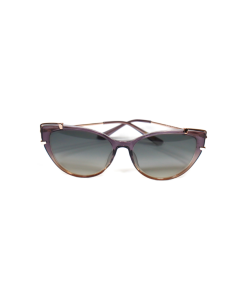Sculpted cat-eye sunglasses with purple to amber gradient and rose-gold arms - Lusso Heliconia by Morasii