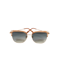 Translucent camel soft square sunglasses with rose-gold metal details and adjustable nose pads - Mirella Camel by Morasii