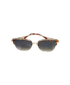 Structured square sunglasses with chestnut tortoiseshell top and gold metal rim - Mirella Chestnut by Morasii