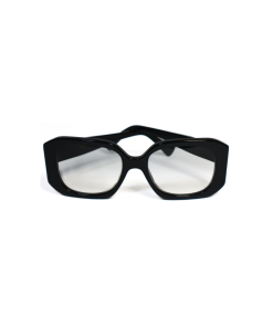 Oversized geometric black sunglasses with thick acetate frame and smoke lenses - Novella Black by Morasii