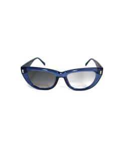 Deep ocean-blue cat-eye sunglasses with golden temple details - Zahara Oceana by Morasii