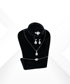 4-piece 925 Sterling Silver jewelry set with teardrop zirconium stones including bracelet - Aria Dark by Morasii