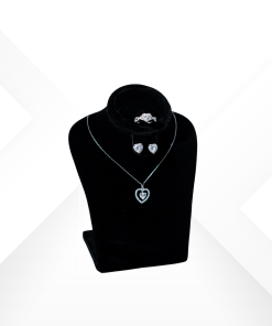 925 Sterling Silver heart-shaped jewelry set with sparkling zirconium stones including necklace earrings and ring - Bellissima by Morasii