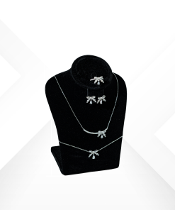 4-piece 925 Sterling Silver jewelry set with light blue zirconium bow knot design including bracelet - Emera collection by Morasii