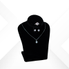 925 Sterling Silver jewelry set with 7mm cushion-cut zirconium stones including necklace earrings and ring - Firenze Black collection by Morasii