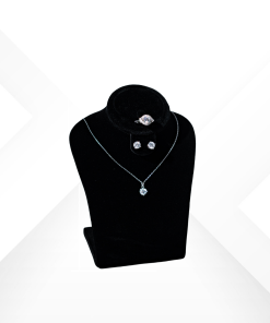 925 Sterling Silver jewelry set with 7mm cushion-cut zirconium stones including necklace earrings and ring - Firenze Black collection by Morasii
