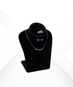 925 Sterling Silver jewelry set with deep violet amethyst-colored stones in a triangular heart shape - Levana Violet collection by Morasii