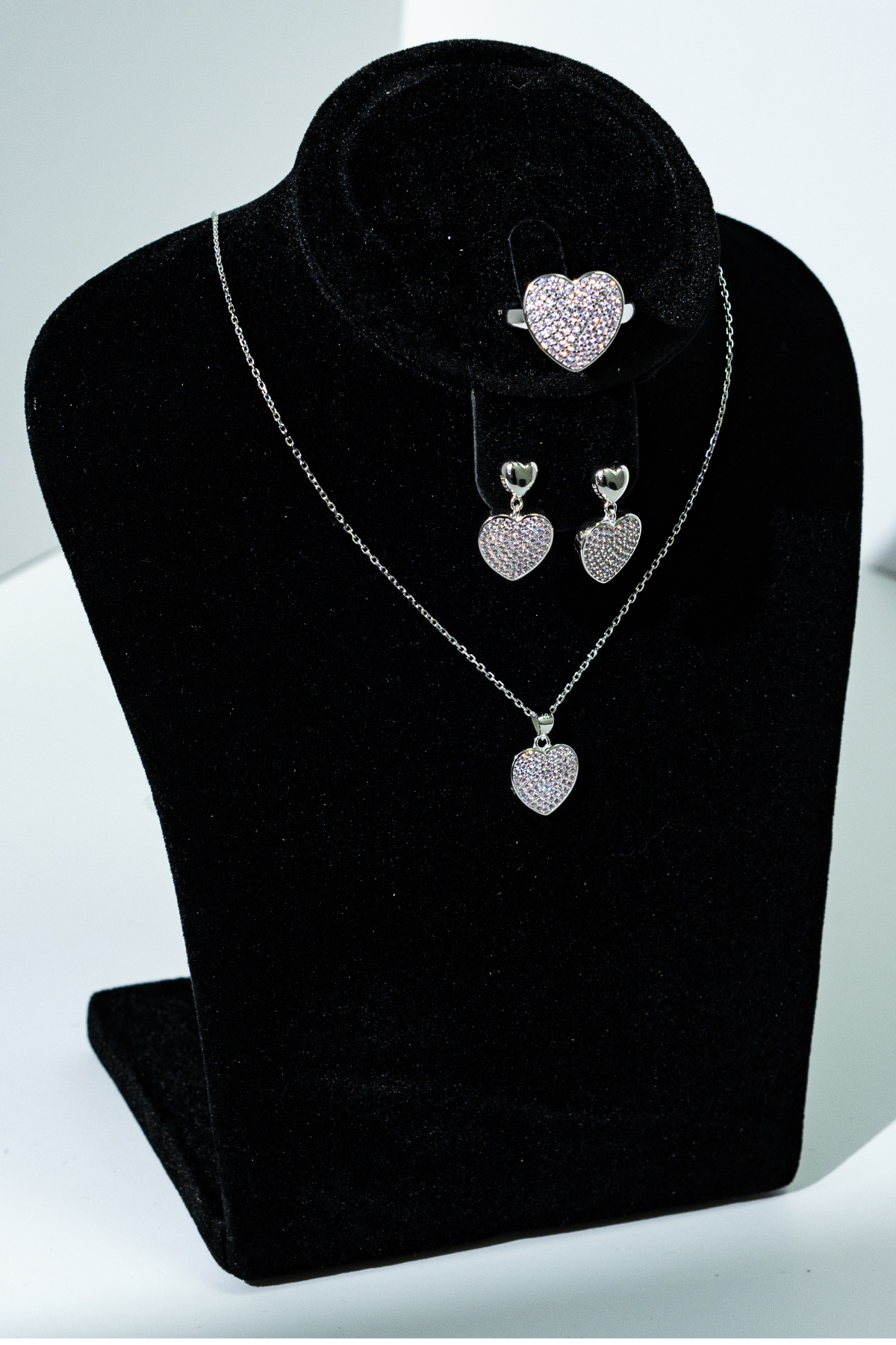 Lorena Azalea Pavé Heart Jewelry Set - 925 Sterling Silver & Zirconium - Image 3