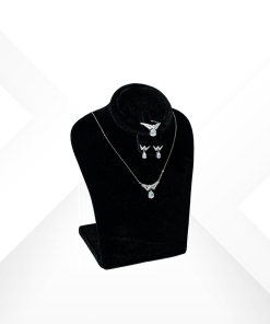 925 Sterling Silver jewelry set with V-shaped motif and hanging teardrop zirconium stones - Lusso Heliconia collection by Morasii