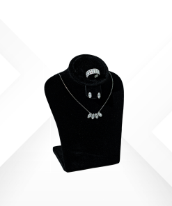 Marquise cut silver jewelry set with 5-stone zirconium necklace - Novella Black collection by Morasii