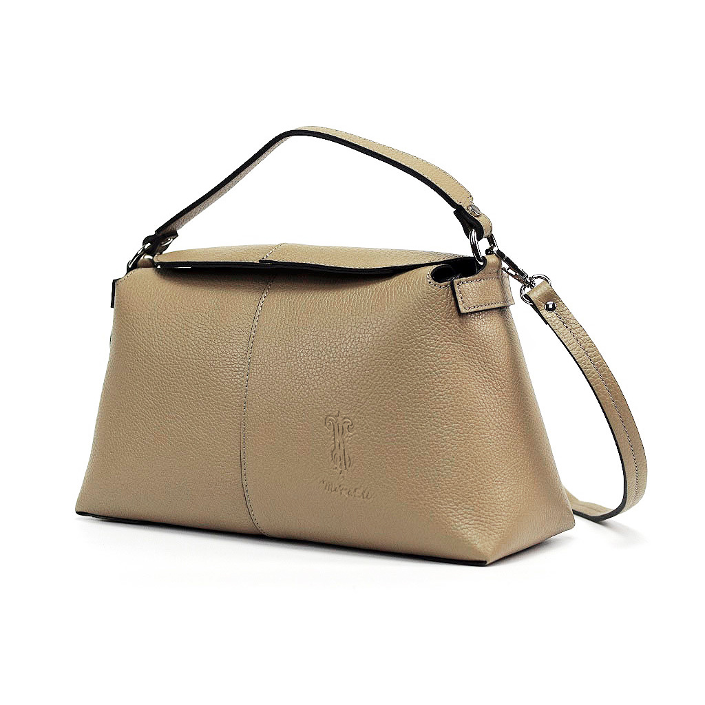 Ambra Chestnut Leather Shoulder Bag - Italian Genuine Leather